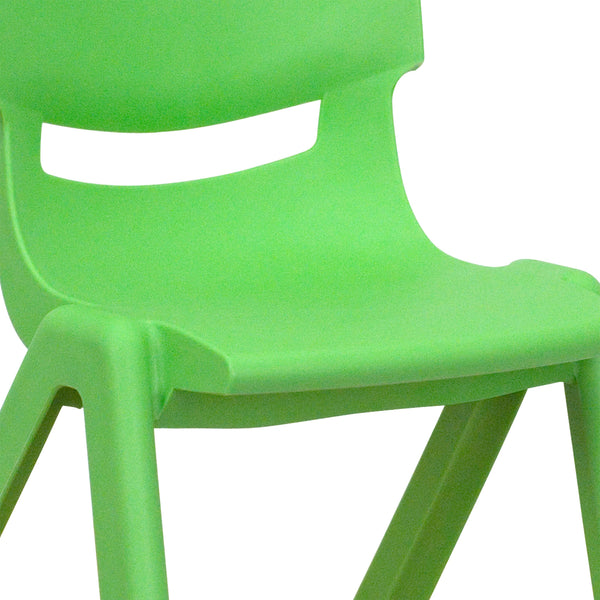 Green |#| 2 Pack Green Plastic Stackable School Chair with 12inchH Seat, Preschool Seating