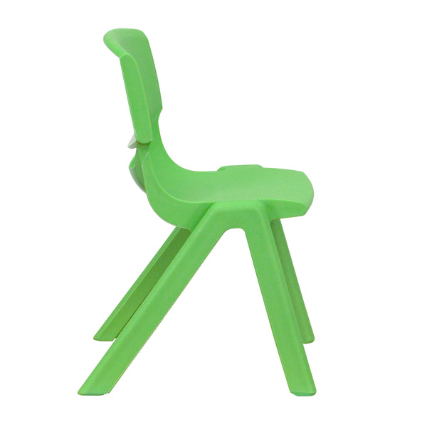 Green |#| 2 Pack Green Plastic Stackable School Chair with 12inchH Seat, Preschool Seating