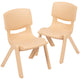 Natural |#| 2 Pack Natural Plastic Stackable School Chair with 12inchH Seat, Preschool Seating