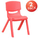 Red |#| 2 Pack Red Plastic Stackable School Chair with 12inchH Seat, Preschool Seating