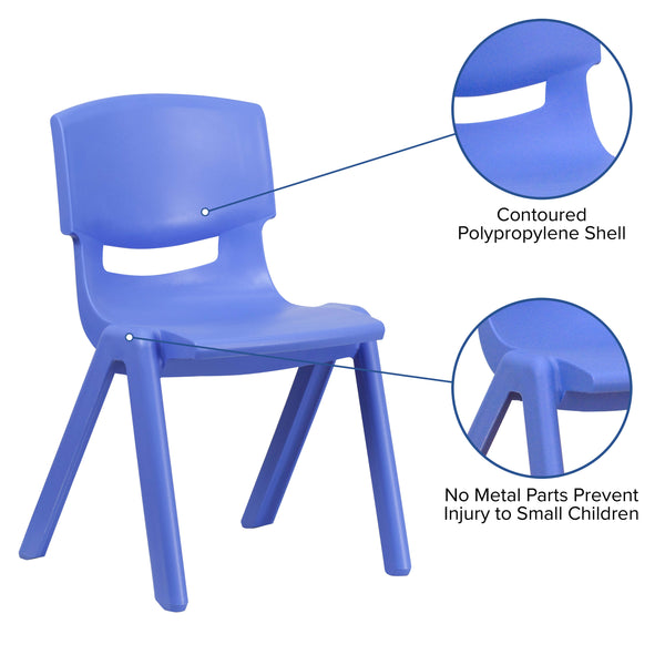 Blue |#| 2 Pack Blue Plastic Stackable School Chair with 15.5inchH Seat
