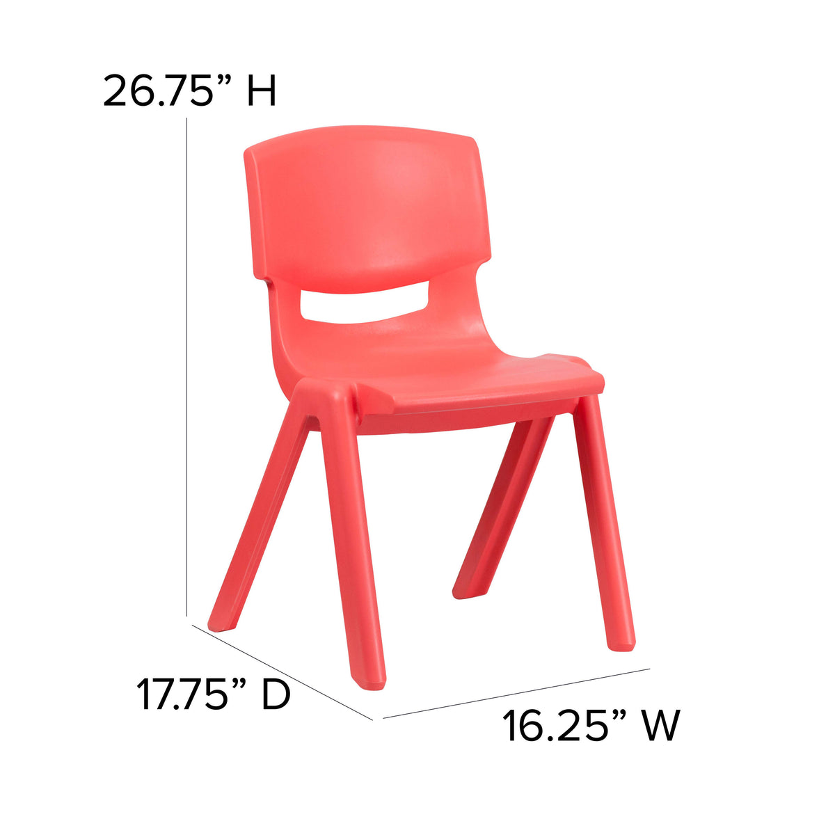 Red |#| 2 Pack Red Plastic Stackable School Chair with 15.5inchH Seat