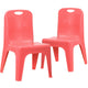 Red |#| 2 Pack Red Plastic Stackable School Chair with Carrying Handle and 11inchH Seat