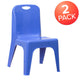 Blue |#| 2 Pack Blue Plastic Stackable School Chair with Carrying Handle and 11inchH Seat