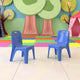 Blue |#| 2 Pack Blue Plastic Stackable School Chair with Carrying Handle and 11inchH Seat