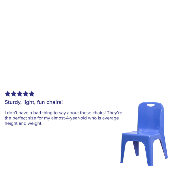 Blue |#| 2 Pack Blue Plastic Stackable School Chair with Carrying Handle and 11inchH Seat