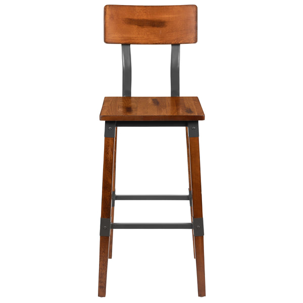 Walnut |#| 2 Pack Commercial Grade Rustic Walnut Industrial Style Wood Dining Barstool