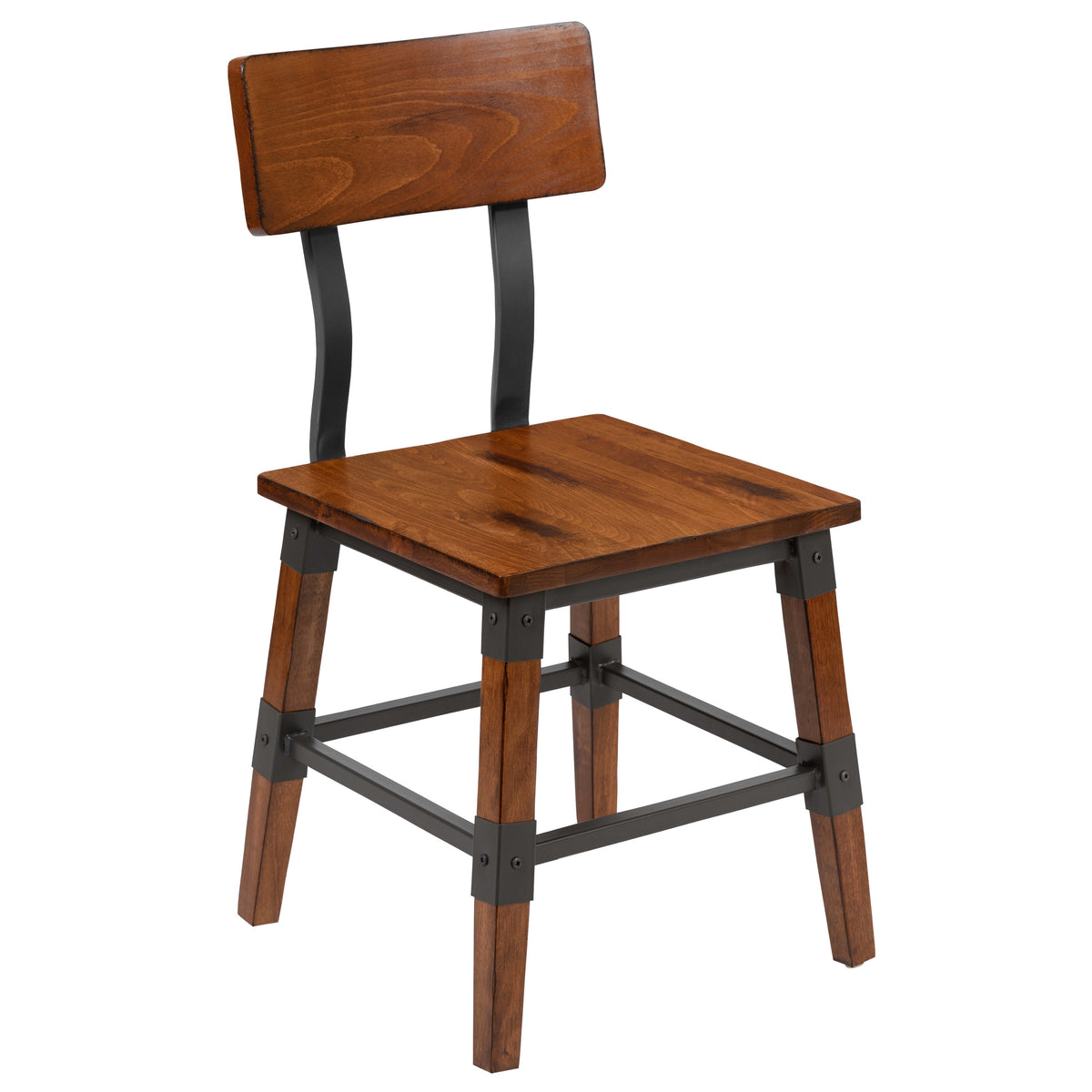 Walnut |#| 2 Pack Commercial Grade Rustic Antique Walnut Industrial Style Wood Dining Chair