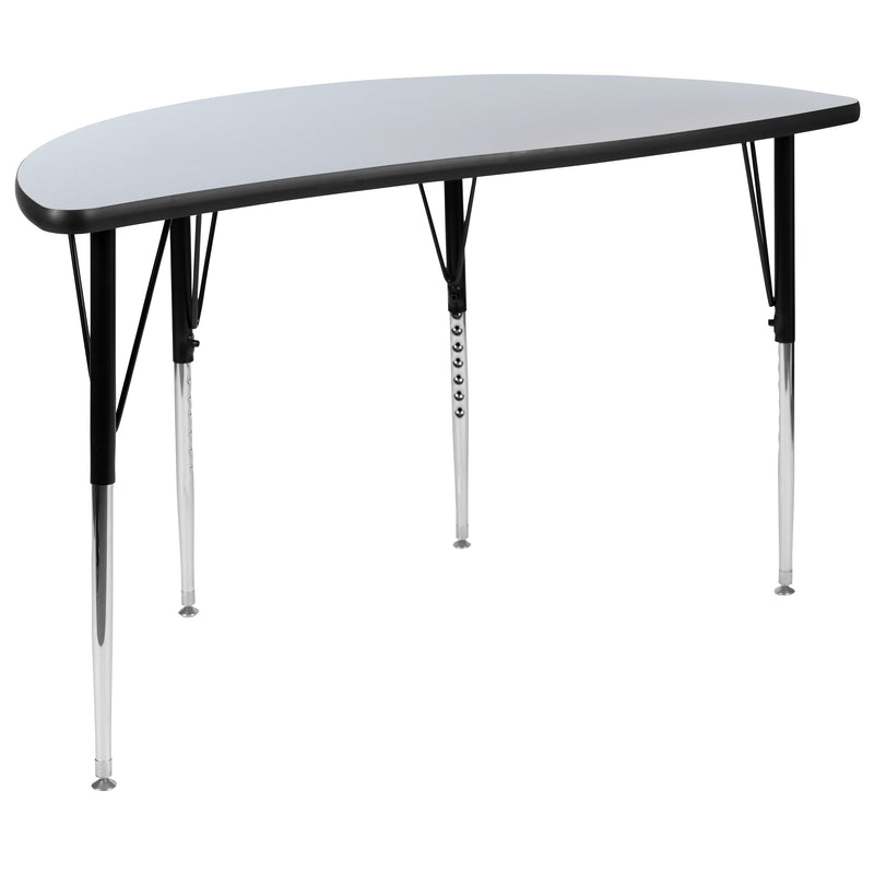 Grey |#| 2 Piece 47.5inch Circle Wave Flexible Grey Adjustable Activity Table Set