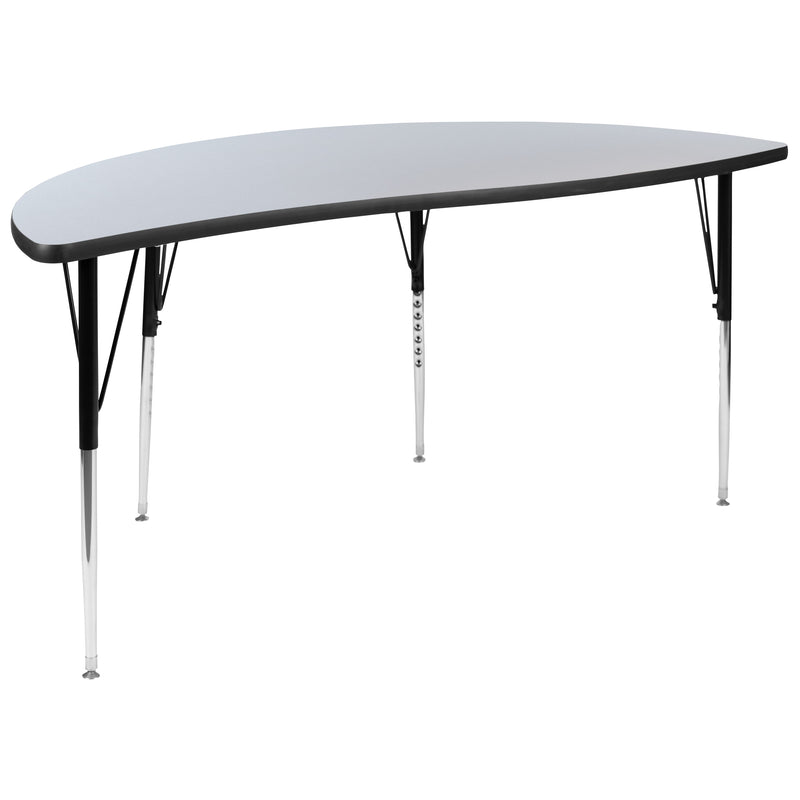 Grey |#| 2 Piece 60inch Circle Wave Flexible Grey Adjustable Activity Table Set