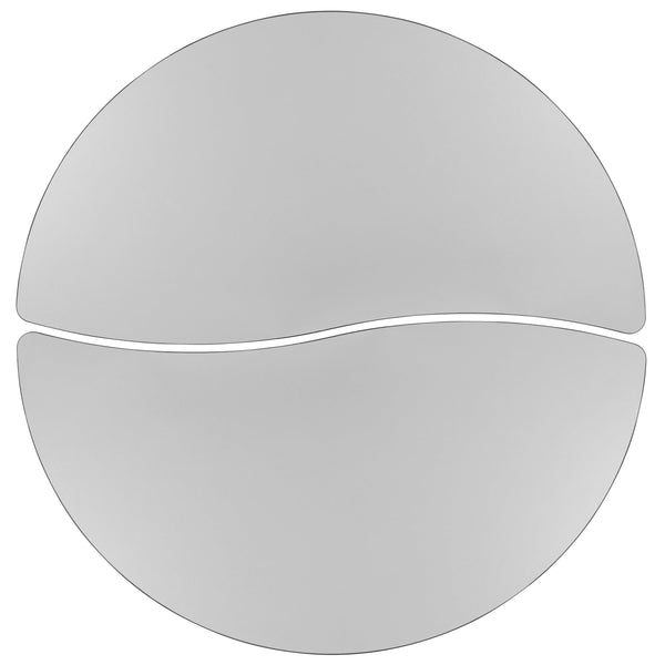 Grey |#| 2 Piece 60inch Circle Wave Flexible Grey Adjustable Activity Table Set