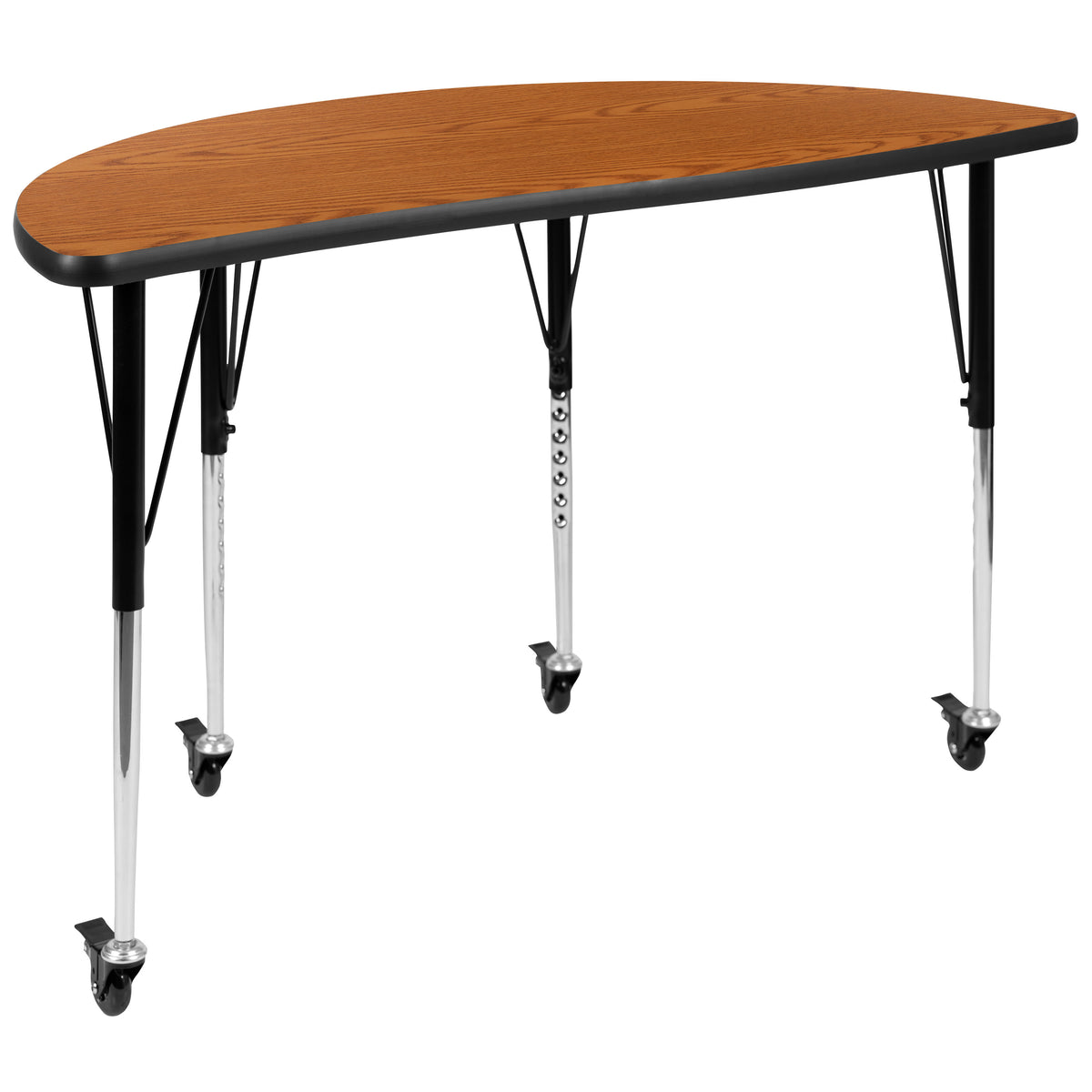 Oak |#| 2 Piece Mobile 47.5inch Circle Flexible Oak Adjustable Activity Table Set