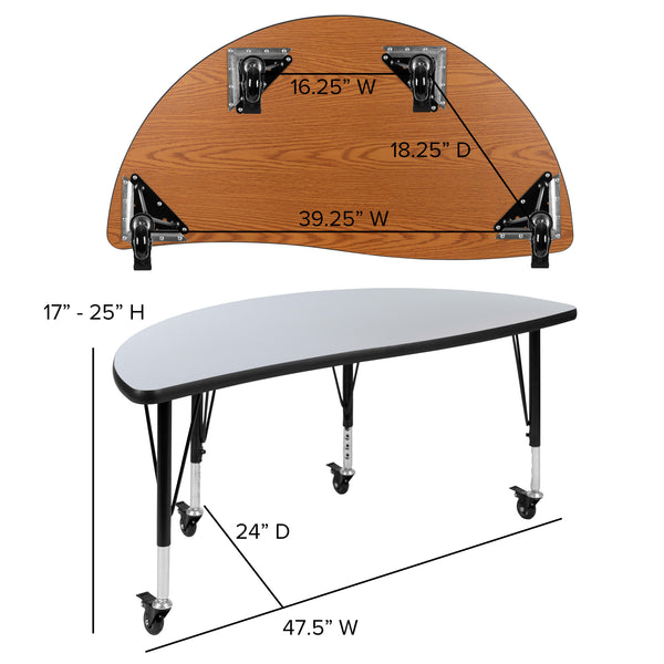 Grey |#| 2 Piece Mobile 47.5inch Circle Flexible Grey Kids Activity Table Set