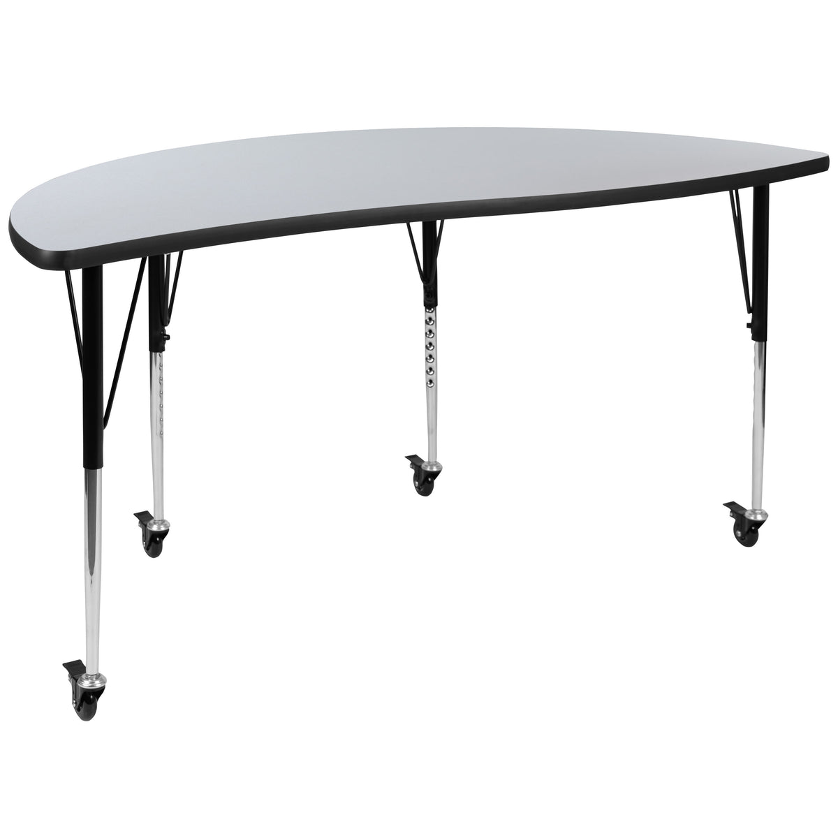 Grey |#| 2 Piece Mobile 60inch Circle Flexible Grey Adjustable Activity Table Set