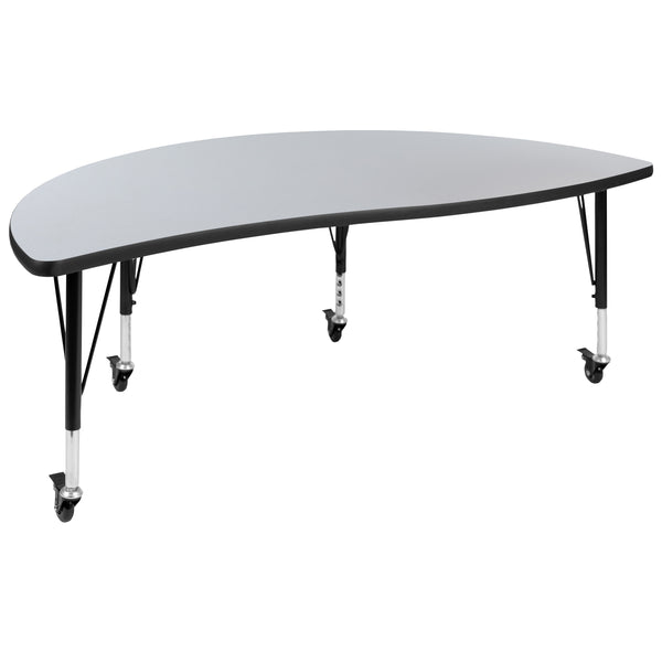 Grey |#| 2 Piece Mobile 60inch Circle Flexible Grey Kids Activity Table Set