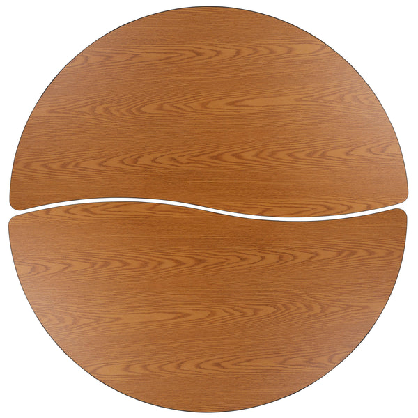 Oak |#| 2 Piece Mobile 60inch Circle Flexible Oak Kids Activity Table Set