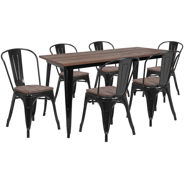 30x60 Metal Table Set CH-61010-6-30WD- – BizChair