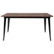 Black |#| 30.25inch x 60inch Rectangular Black Metal Indoor Table with Walnut Rustic Wood Top