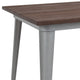 Silver |#| 30.25inch x 60inch Rectangular Silver Metal Indoor Table with Walnut Rustic Wood Top