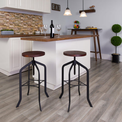 30" Barstool with Adjustable Wood Seat - View 2