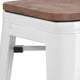 White |#| 30inch High Backless White Metal Barstool with Square Wood Seat - Kitchen Furniture