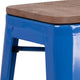 Blue |#| 30inch High Backless Blue Metal Barstool with Square Wood Seat - Kitchen Furniture