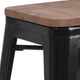 Black |#| 30inch High Backless Black Metal Barstool with Square Wood Seat
