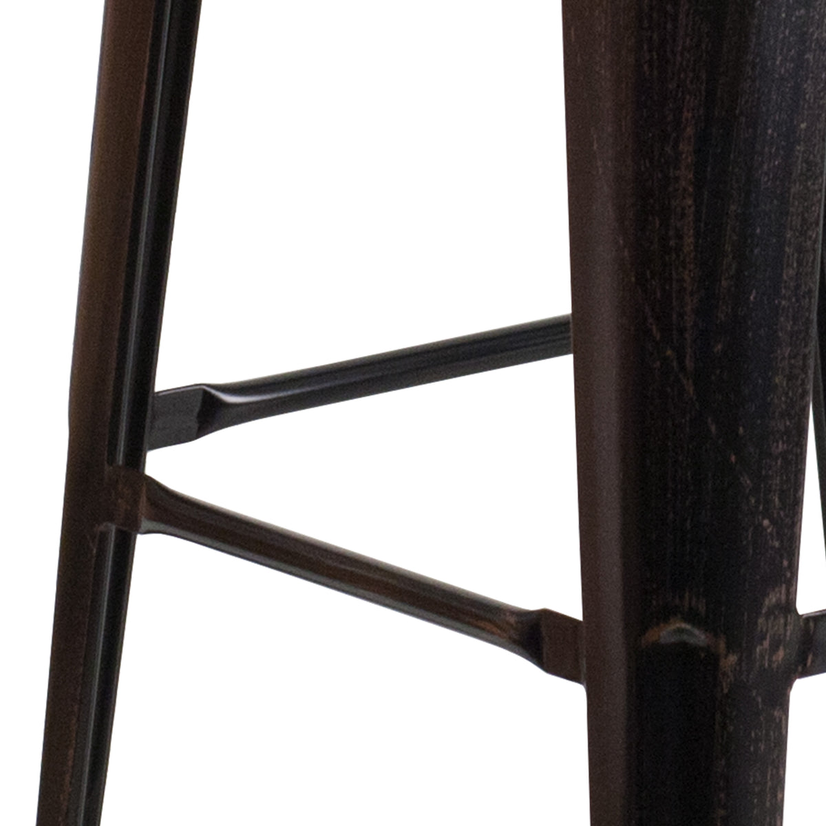 Black-Antique Gold |#| 30inch High Backless Black-Antique Gold Metal Barstool with Square Wood Seat