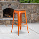 Orange |#| 30inch High Backless Orange Metal Barstool w/ Square Wood Seat - Kitchen Furniture