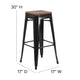 Black |#| 30inch High Backless Black Metal Barstool with Square Wood Seat