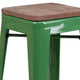 Green |#| 30inch High Backless Green Metal Barstool with Square Wood Seat - Kitchen Furniture