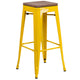 Yellow |#| 30inch High Backless Yellow Metal Barstool w/ Square Wood Seat - Kitchen Furniture