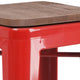 Red |#| 30inch High Backless Red Metal Barstool with Square Wood Seat - Kitchen Furniture