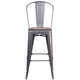 30inch High Clear Coated Barstool with Back and Wood Seat