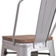 Silver |#| 30inch High Silver Metal Barstool with Back and Wood Seat - Kitchen Furniture