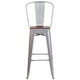 Silver |#| 30inch High Silver Metal Barstool with Back and Wood Seat - Kitchen Furniture