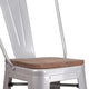 Silver |#| 30inch High Silver Metal Barstool with Back and Wood Seat - Kitchen Furniture