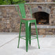 Green |#| 30inch High Green Metal Barstool with Back and Wood Seat - Kitchen Furniture