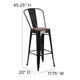 Black |#| 30inch High Black Metal Barstool with Back and Wood Seat - Kitchen Furniture