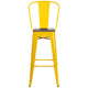 Yellow |#| 30inch High Yellow Metal Barstool with Back and Wood Seat - Kitchen Furniture