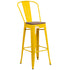 30" High Metal Barstool with Back and Wood Seat