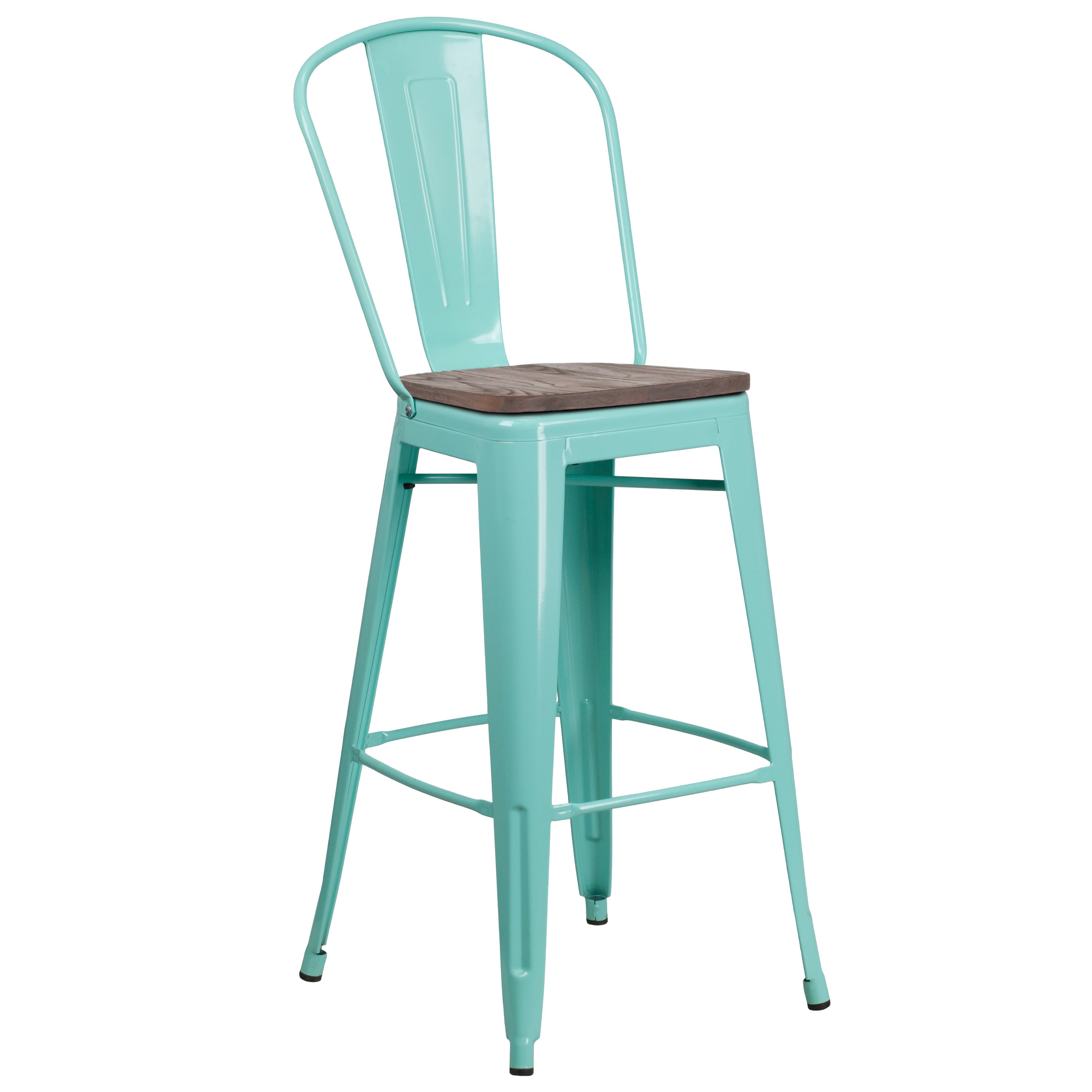 Metal barstool sales with wood seat