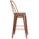 Copper |#| 30inch High Copper Metal Barstool with Back and Wood Seat