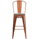 Copper |#| 30inch High Copper Metal Barstool with Back and Wood Seat