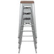 Silver |#| 4 Pack 30inch High Metal Indoor Bar Stool - Stackable Stool, Silver
