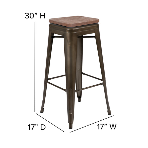 Gun Metal |#| 4 Pack 30inch High Metal Indoor Bar Stool - Stackable Stool, Gun Metal Gray