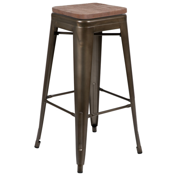 Gun Metal |#| 4 Pack 30inch High Metal Indoor Bar Stool - Stackable Stool, Gun Metal Gray