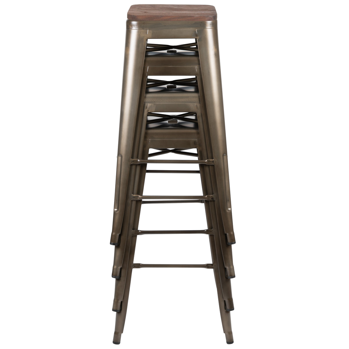 Gun Metal |#| 4 Pack 30inch High Metal Indoor Bar Stool - Stackable Stool, Gun Metal Gray