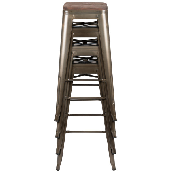 Gun Metal |#| 4 Pack 30inch High Metal Indoor Bar Stool - Stackable Stool, Gun Metal Gray
