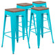 Teal |#| 4 Pack 30inch High Metal Indoor Bar Stool - Stackable Stool, Teal